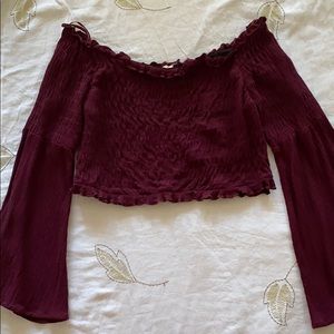 Cropped off the shoulder long sleeved tube top